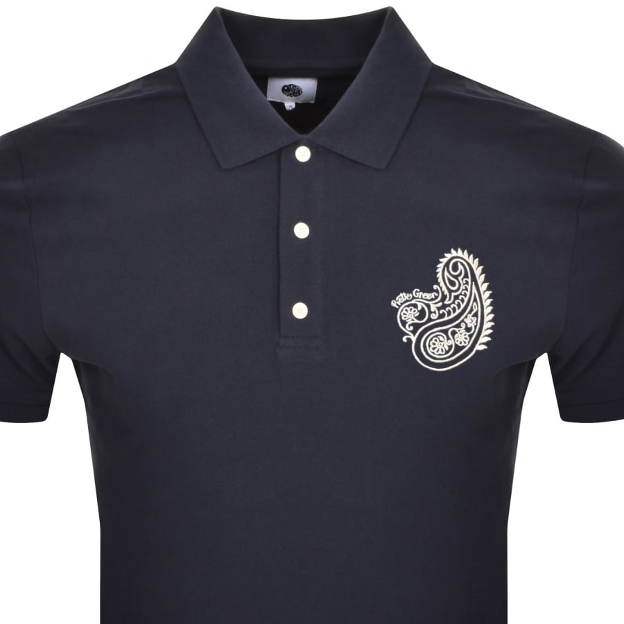 Pretty Green Paisley Polo T Shirt Navy